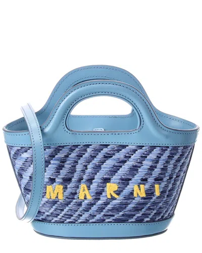 Marni Tropicalia Mini Leather-trim Tote In Purple