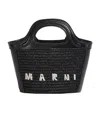 Marni Tropicalia Structured Shoulder Bag With Raffia Panels In Black
