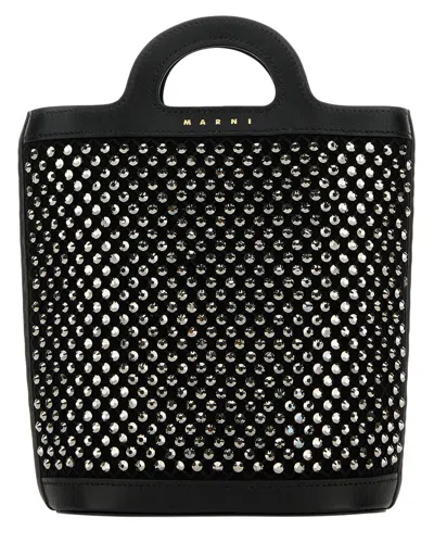 Marni Embellished Mesh Nano Tropicalia Mini Handbag In Red
