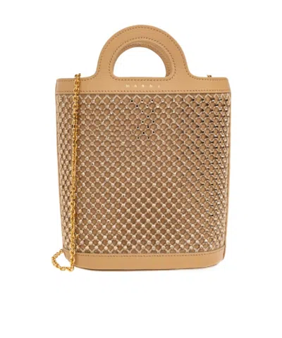 Marni Tropicalia Nano Shoulder Bag In Brown
