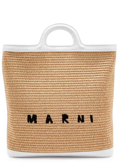 Marni Tropicalia Raffia Top Handle Bag In Natural