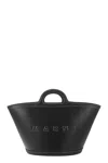 Marni Women Black Leather And Raffia Small Tropicalia Summer Handbag