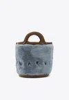 Marni Tropicalia Shearling Top Handle Bag In Blue