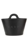 Marni Women Black Leather And Raffia Small Tropicalia Summer Handbag