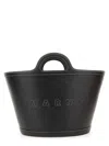 Marni Women Black Leather And Raffia Small Tropicalia Summer Handbag In Black