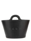 Marni Structured Black Shoulder Bag With Double Top Handle In Black