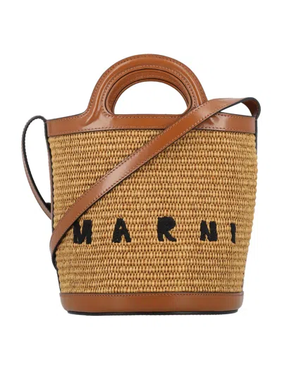 Marni Tropicalia Small Bucket Bag In Brown