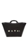 Marni Tropicalia Logo-embroidered Tote Bag In Black