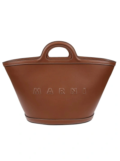 Marni Tropicalia Small Handbag In Marrone