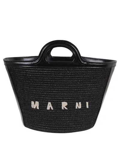 MARNI MARNI TROPICALIA SMALL HANDBAG WITH WOVEN RAFFIA PANELS