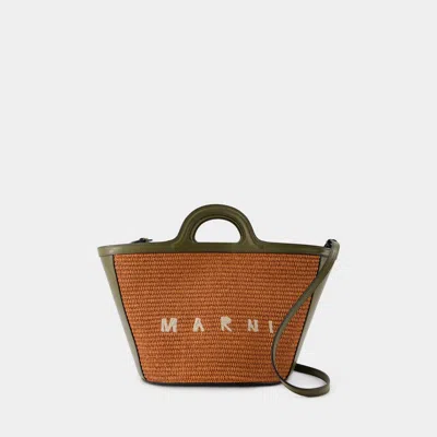 Marni Tropicalia Small Handtasche -  - Baumwolle - Brick/olive In Brown