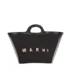 Marni Women Black Leather And Raffia Small Tropicalia Summer Handbag