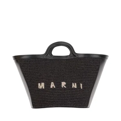 MARNI MARNI TROPICALIA SMALL LEATHER AND FABRIC BAG