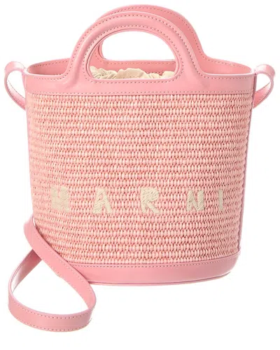 Marni Tropicalia Small Leather-trim Tote In Pink