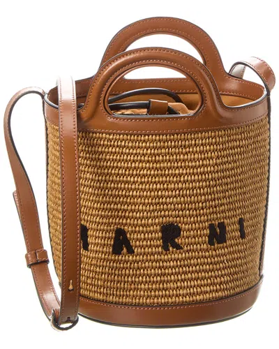 Marni Mini Bucket Handbag - Raw Sienna - Leather In Brown