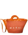 Marni Leather And Raffia Tropicalia Bag In Orange