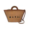 Marni Leather And Raffia Tropicalia Micro Bag In Brown