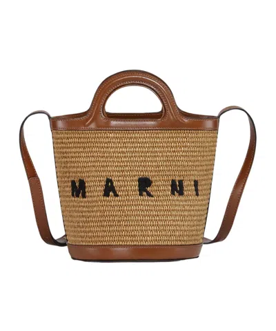 Marni Mini Bucket Handbag - Raw Sienna - Leather In Brown