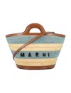Marni Logo Embroidered Tote Bag In Gold Sand + Pale Mint
