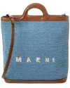Marni Tropicalia Straw Tote Bag In Blue