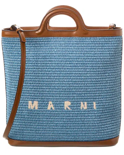 Marni Tropicalia Straw Tote Bag In Blue