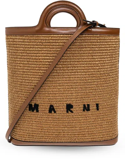 Marni Tropicalia Straw Tote Bag In Brown