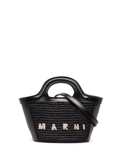 Marni Tropicalia Tote Bag With Logo In Black