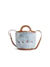 Marni Tropicalia Bucket Handbag In Light Blue Faux Fur In Blue