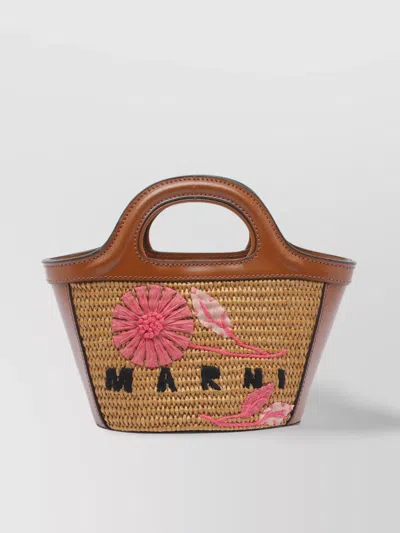 Marni Tropicalia Woven Embroidered Handbag Handles