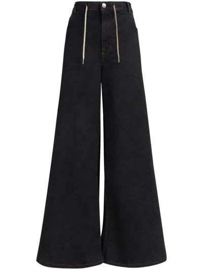 Marni Wide Leg Drawstring Jeans In Black