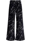 Marni Black Flocked Loose Jeans With Crayon Print In Black