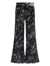 Marni Black Flocked Loose Jeans With Crayon Print In Black