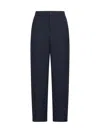 Marni Hand-stitch Logo Elastic-waist Straight-leg Ankle Trousers In Blublack