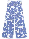 Marni Wide-leg Floral Cotton Trousers In Blue