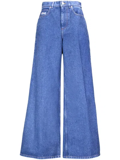 Marni Logo Patch Jeans In Blue