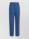 Marni High-waisted Wide-leg Trousers With Sharp Pleats In Blue