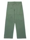 Marni Logo-appliqué Straight-leg Trousers In Green