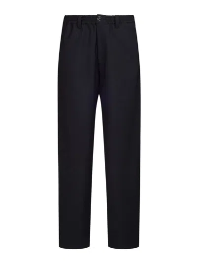 Marni Elasticated-waist Virgin Wool Trousers In 00n99 Black