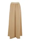 Marni Beige Pants With Elastic Waist And Logo Lettering In Wool Woman In Brown