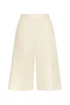 Marni Knee Length Pleated Wide Leg Trousers In Neutral