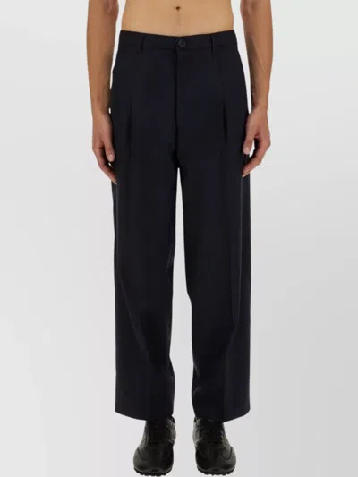 Marni Trousers With Pleated Design And Pockets In Blue