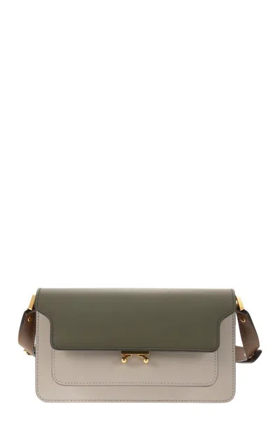 Marni Trunk Leather Bag In Stone/green/brown