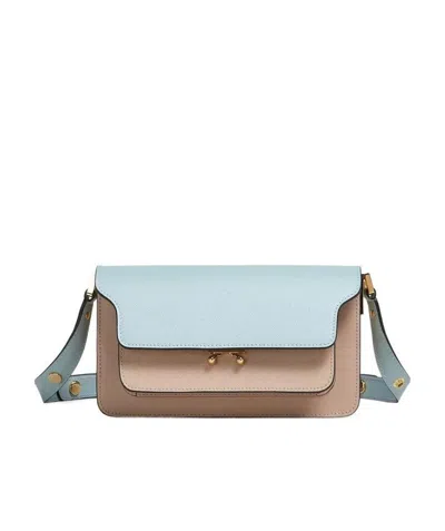 Marni Trunk Colourblock Shoulder Bag In Blue