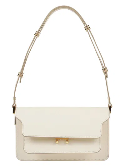 Marni Trunk Leather Crossbody Bag In W Talc