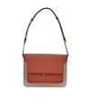Marni Trunk E/w Leather Shoulder Bag In Brown