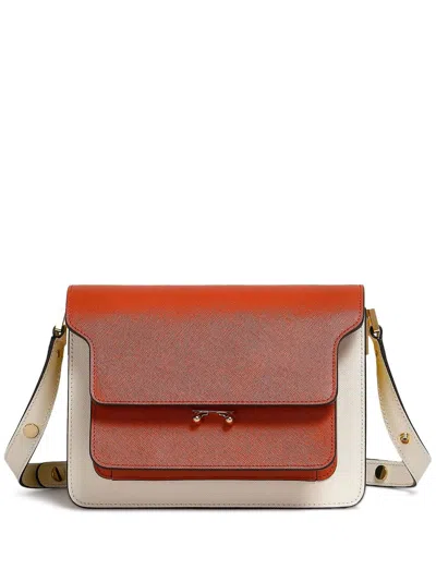 Marni Trunk E/w Leather Shoulder Bag In Nude