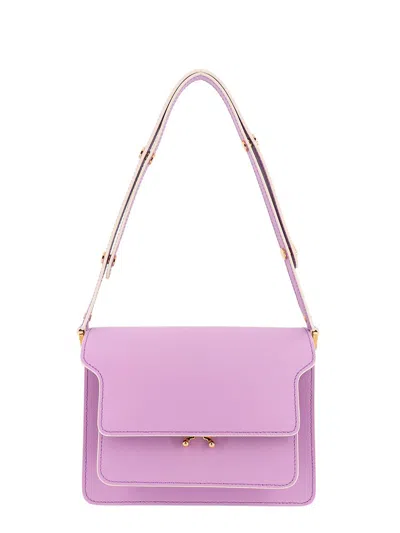 Marni Trunk Foldover Top Medium Shoulder Bag In Purple