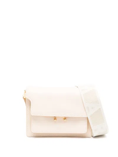 Marni Trunk Leather Shoulder Bag In Crema