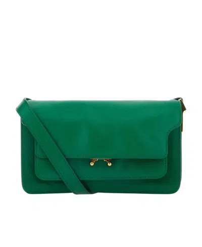 Marni Trunk Leather Crossbody Bag In Green