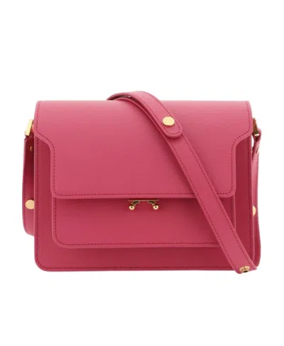 Marni Trunk Leather Crossbody Bag In Red